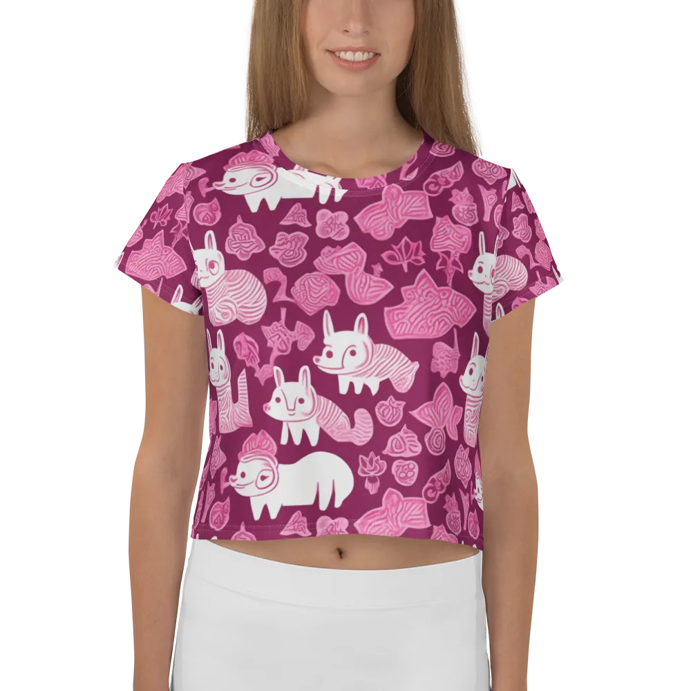 Pink Arcade on Crop Tee — Front