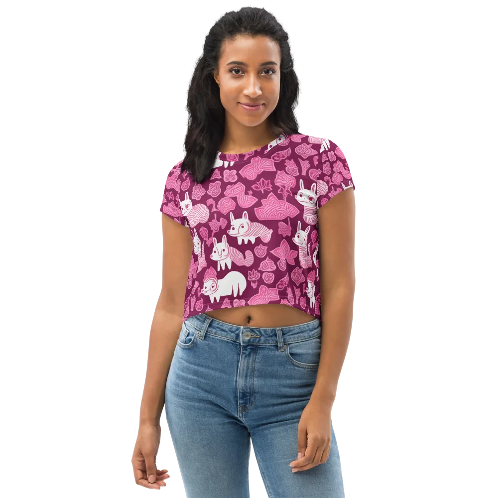 Pink Arcade on Crop Tee — Front