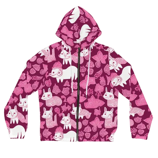 Pink Arcade on a Women's Full-Zip Hoodie
