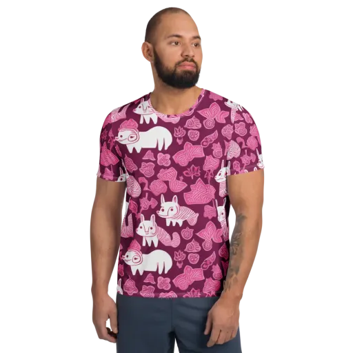Pink Arcade on a Men's Athletic T-Shirt