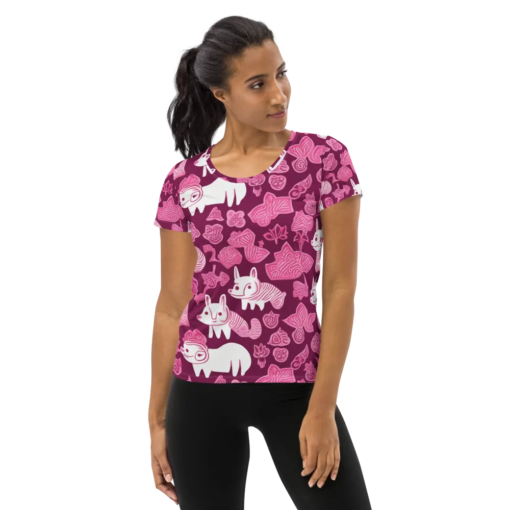 Pink Arcade on Women's Athletic T-Shirt — Front