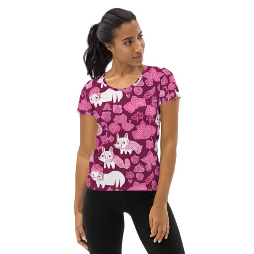 Pink Arcade on a Women's Athletic T-Shirt