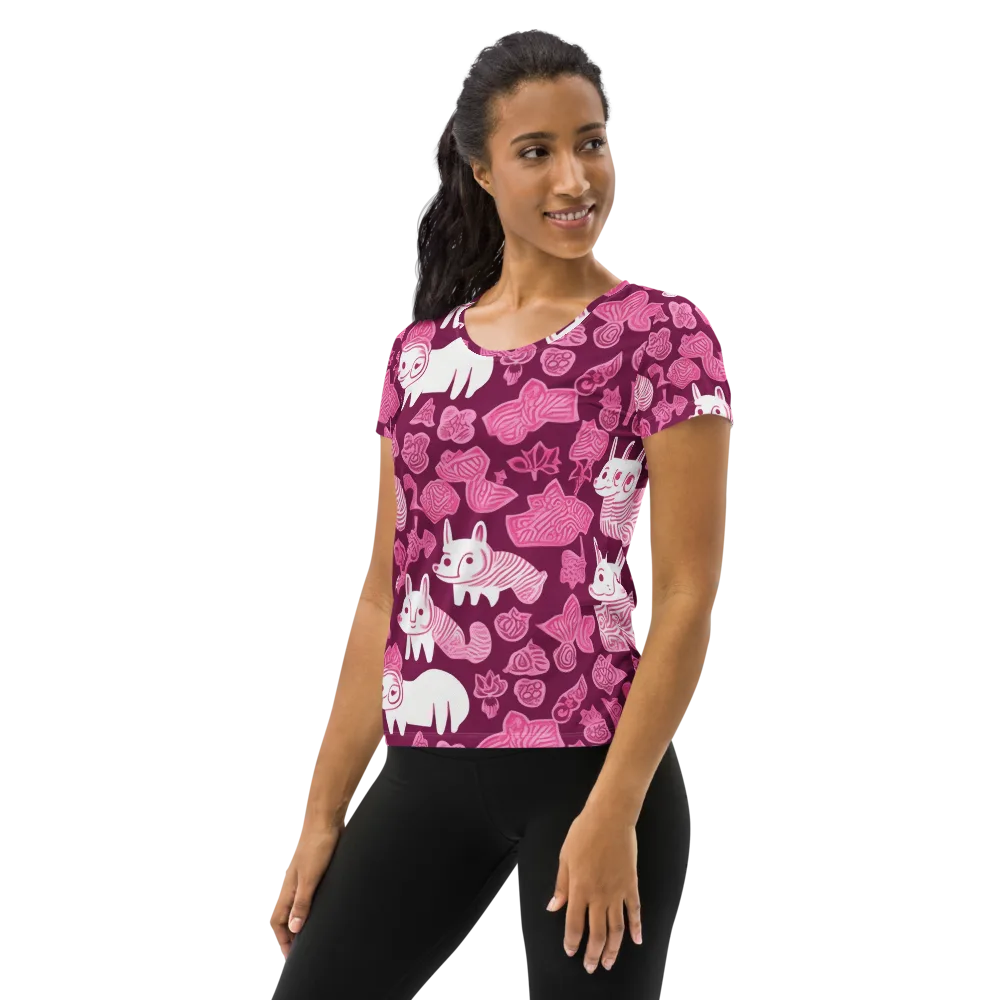 Pink Arcade on Women's Athletic T-Shirt — Left