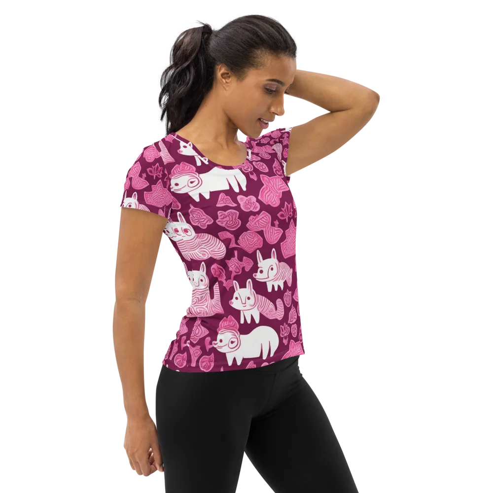 Pink Arcade on Women's Athletic T-Shirt — Right
