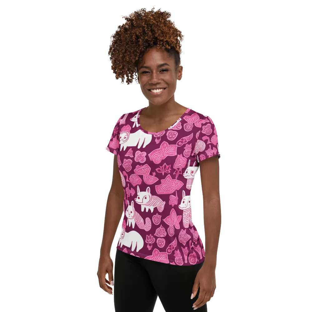 Pink Arcade on Women's Athletic T-Shirt — Left