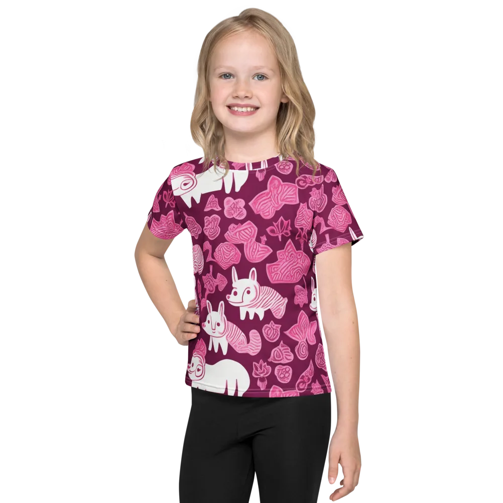 Pink Arcade on Kids Crew Neck T-Shirt — Front