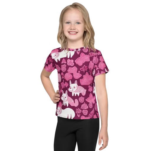 Pink Arcade on a Kids Crew Neck T-Shirt
