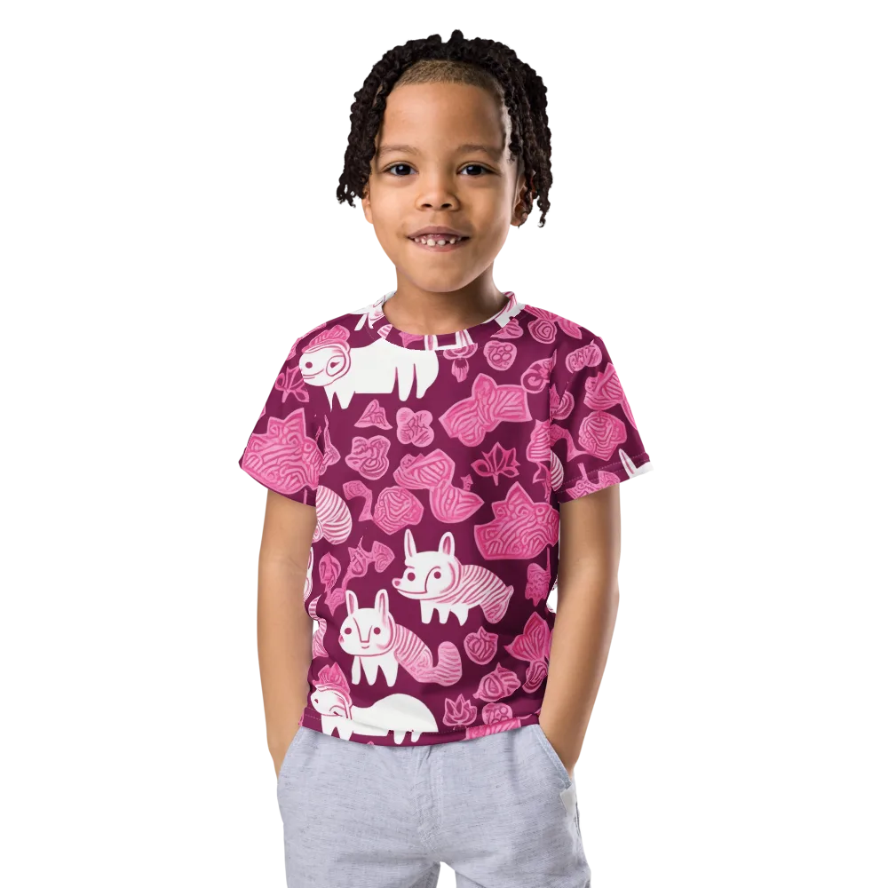 Pink Arcade on Kids Crew Neck T-Shirt — Front