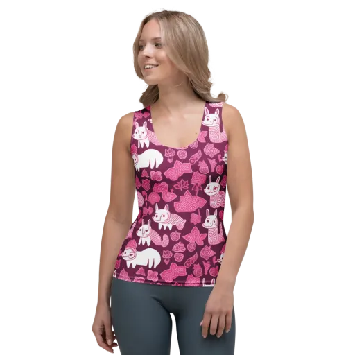 Pink Arcade on a Women's Tank Top