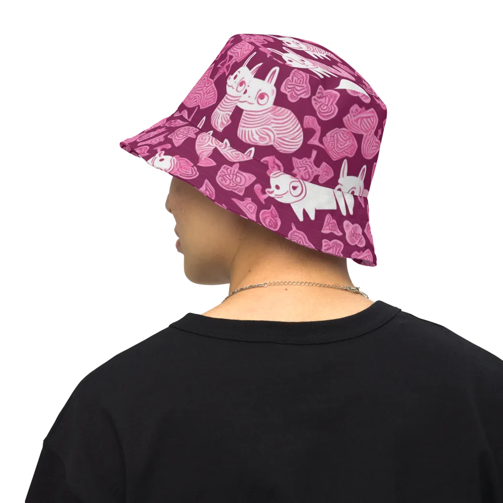 Pink Arcade on Reversible Bucket Hat — Back Inside
