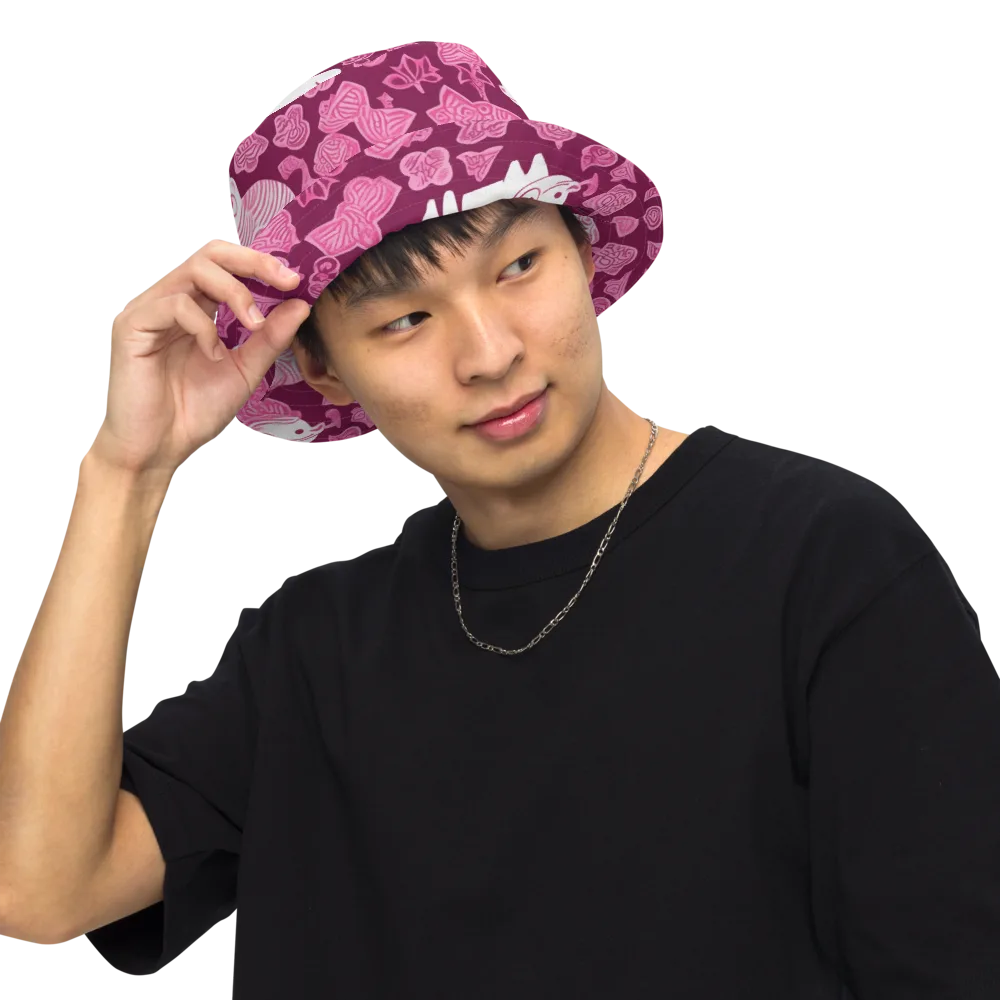 Pink Arcade on Reversible Bucket Hat — Front Inside