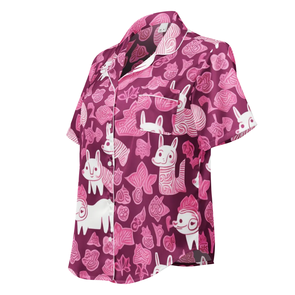Pink Arcade on Women's Short Sleeve Pajama Top — Left Front