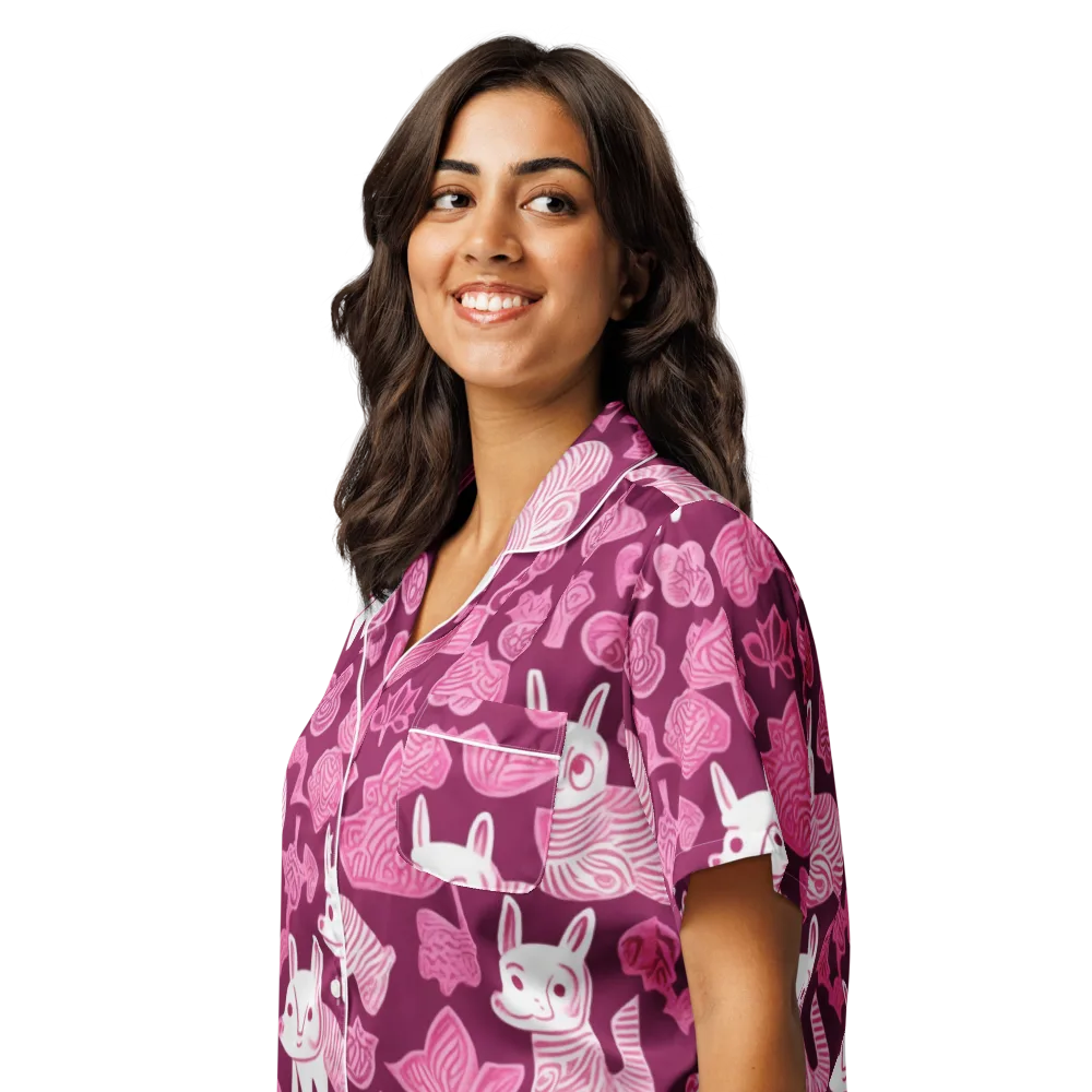 Pink Arcade on Women's Short Sleeve Pajama Top — Left Front