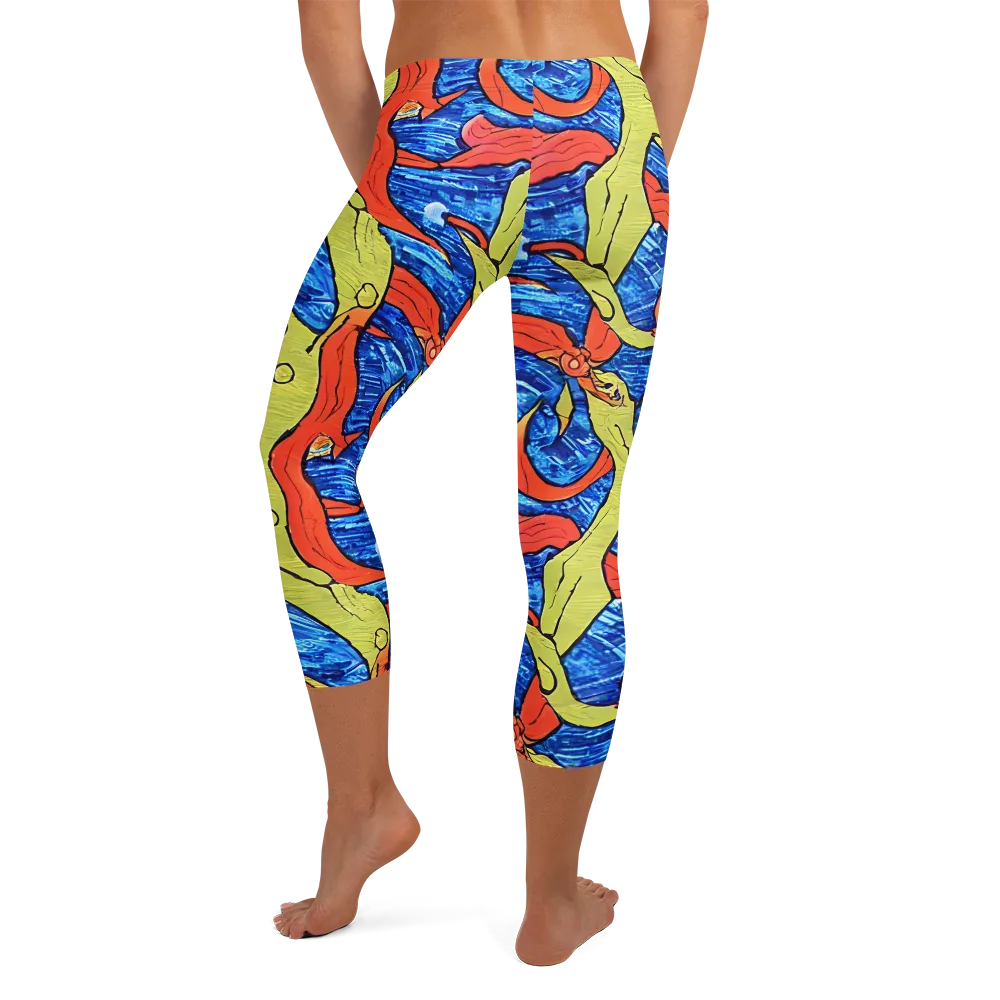 Barbier's Wave on Capri Leggings — Back