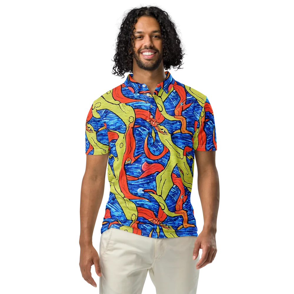 Barbier's Wave on Men's Slim Fit Polo Shirt — Front