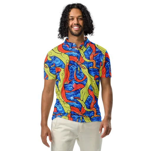 Barbier's Wave on a Men's Slim Fit Polo Shirt