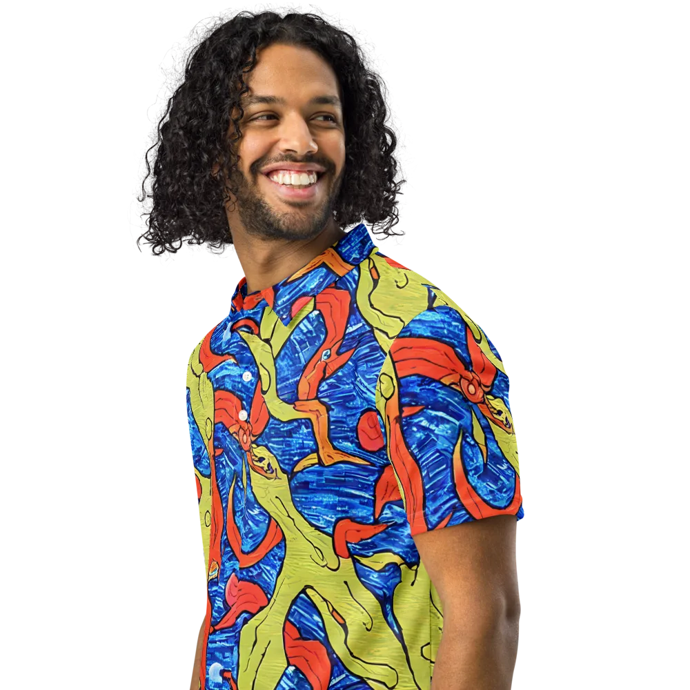 Barbier's Wave on Men's Slim Fit Polo Shirt — Left Front