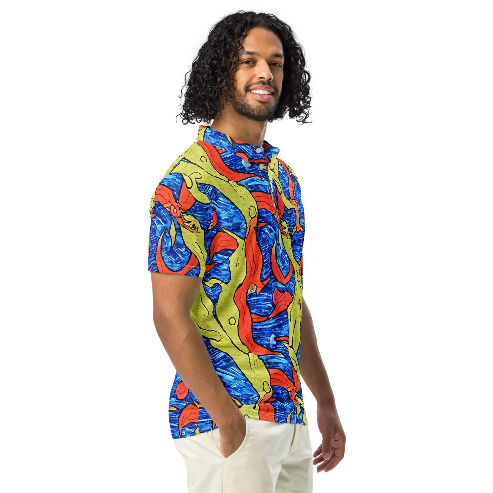 Barbier's Wave on Men's Slim Fit Polo Shirt — Right Front