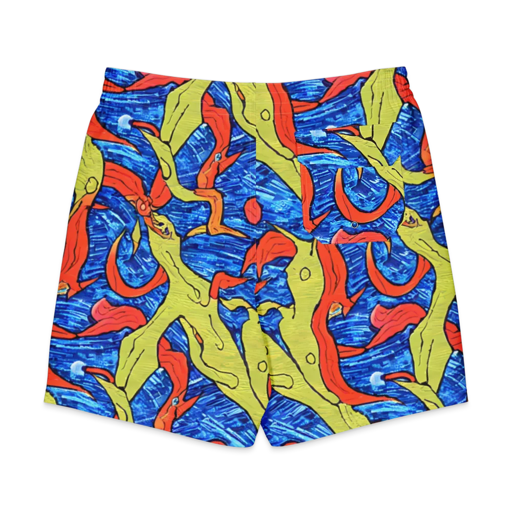 Barbier's Wave on Men's Board Shorts — Back