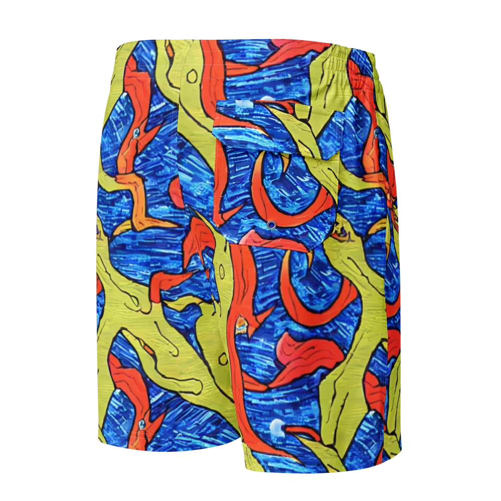 Barbier's Wave on Men's Board Shorts — Back
