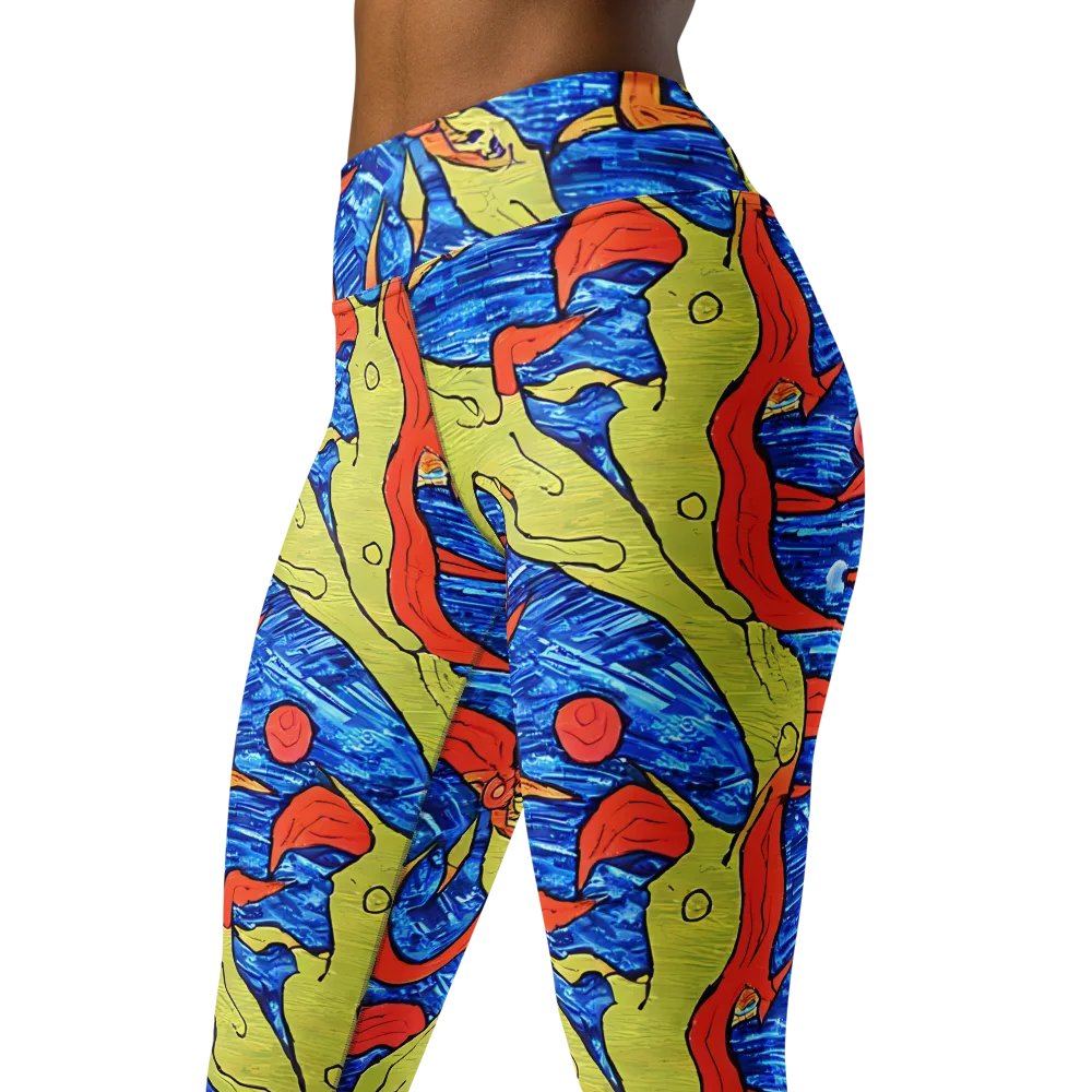 Barbier's Wave on Yoga Leggings — Left Front