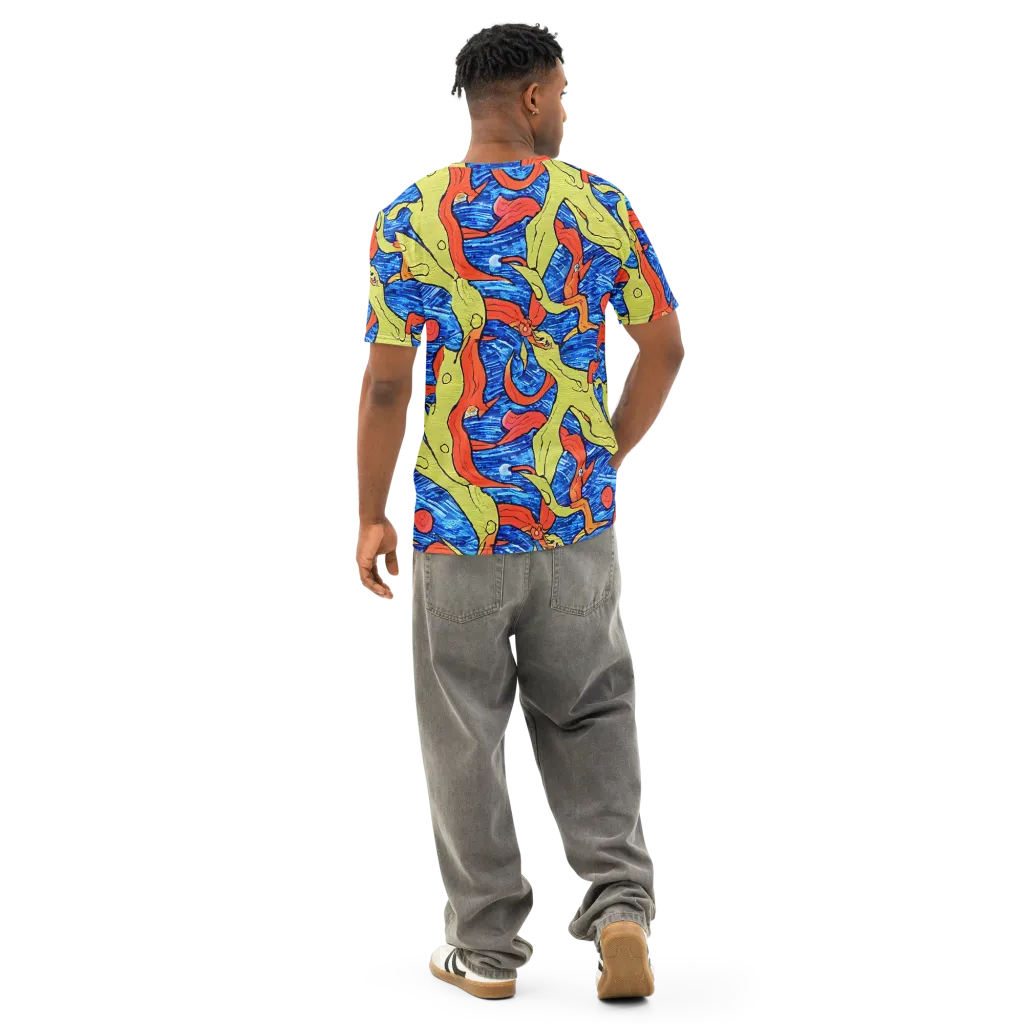 Barbier's Wave on Men's Cotton Crew Neck T-Shirt — Back
