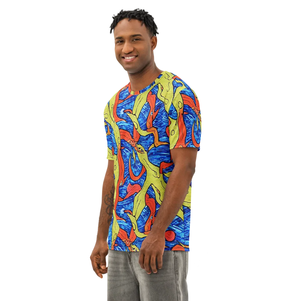 Barbier's Wave on Men's Cotton Crew Neck T-Shirt — Left Front