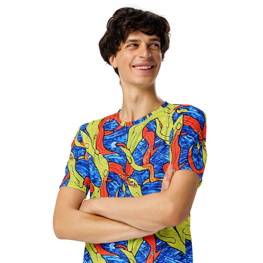 Barbier's Wave on Men's Crew Neck T-Shirt — Left Front