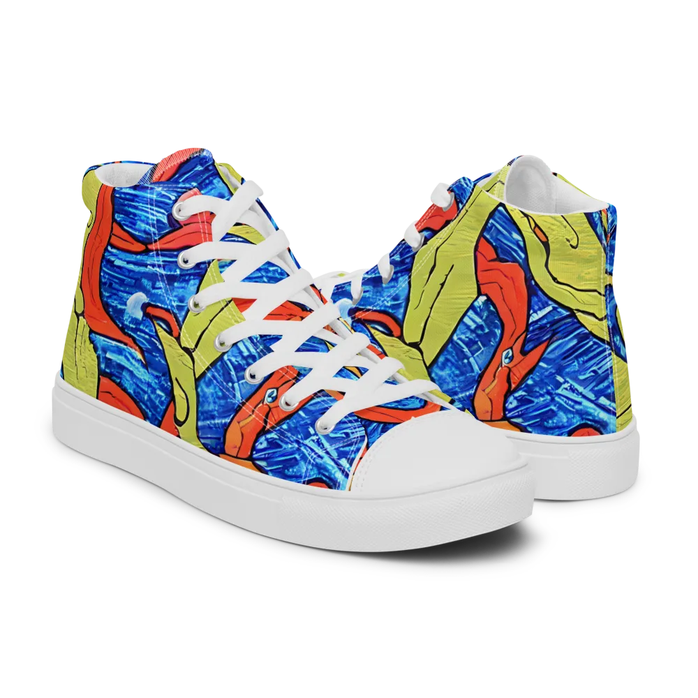 Barbier's Wave on Men's High Top Canvas Shoes — Right