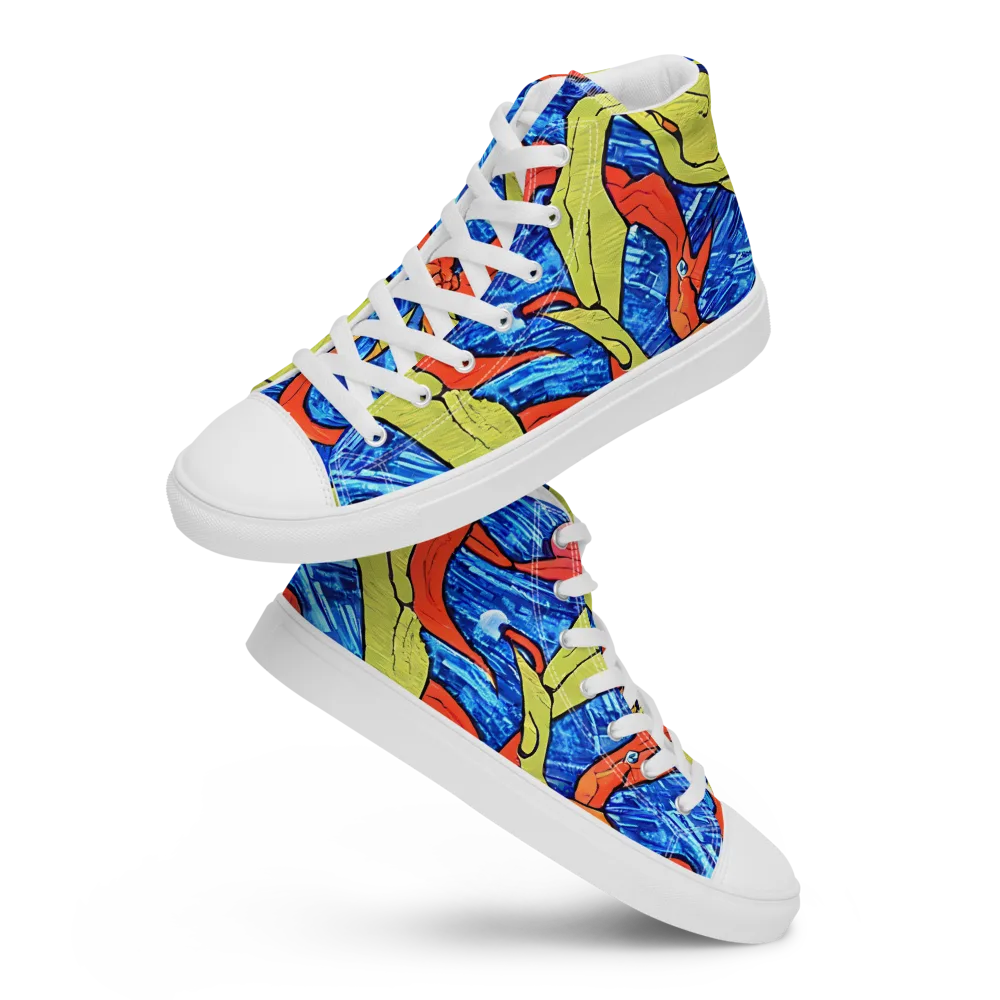 Barbier's Wave on Men's High Top Canvas Shoes — Front