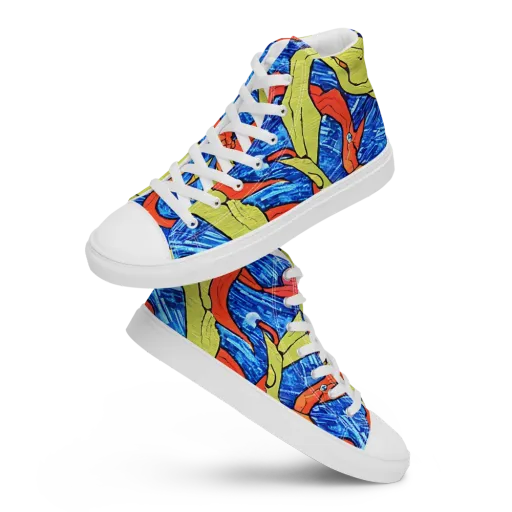 Barbier's Wave on a Men's High Top Canvas Shoes