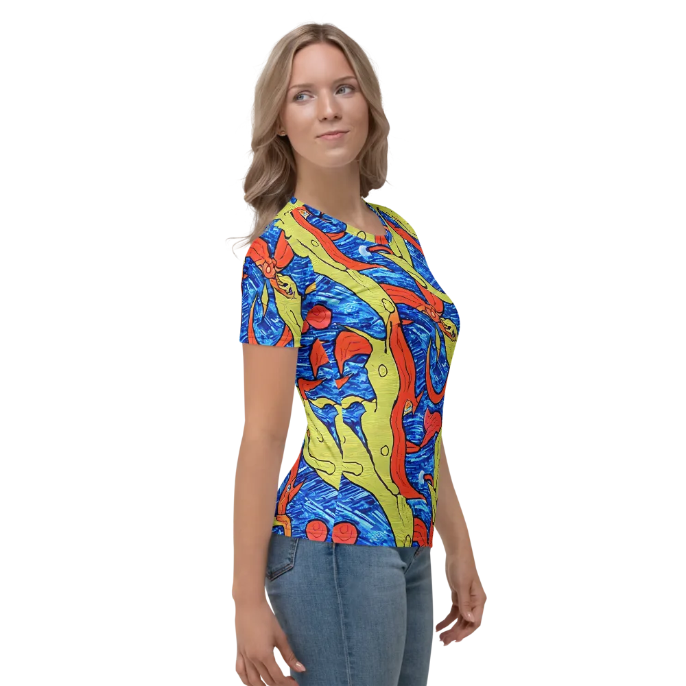 Barbier's Wave on Women's Crew Neck T-Shirt — Right