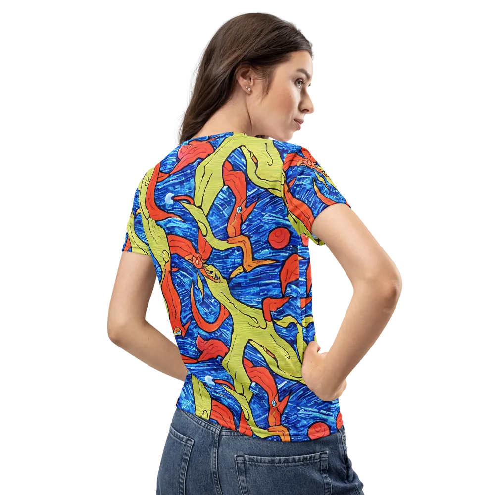 Barbier's Wave on Women's Crew Neck T-Shirt — Back