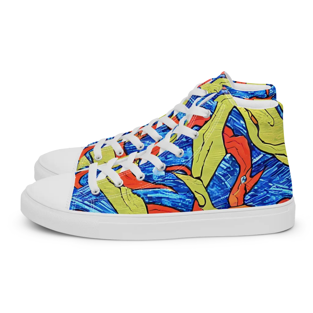 Barbier's Wave on Women's High Top Canvas Shoes — Left