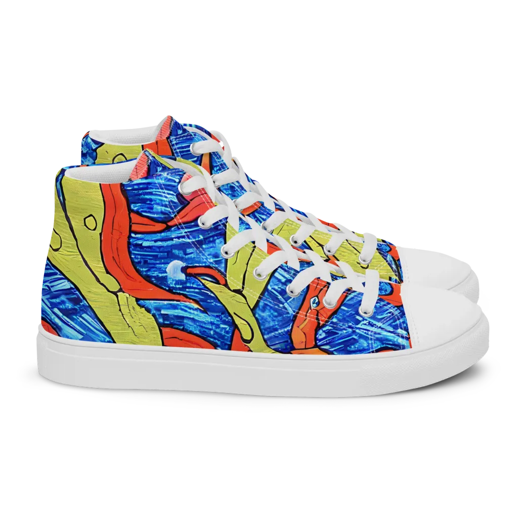 Barbier's Wave on Women's High Top Canvas Shoes — Right