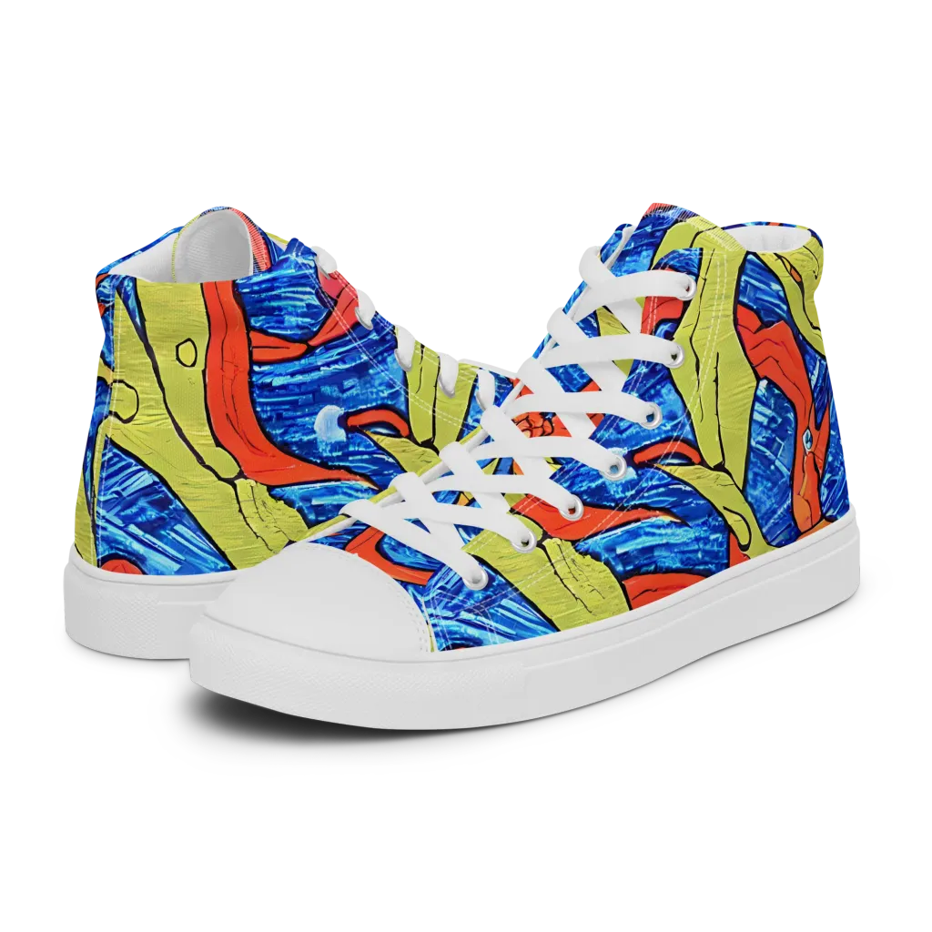 Barbier's Wave on Women's High Top Canvas Shoes — Left