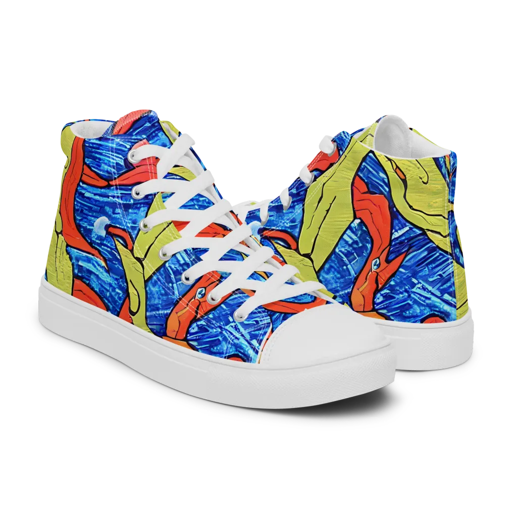 Barbier's Wave on Women's High Top Canvas Shoes — Right
