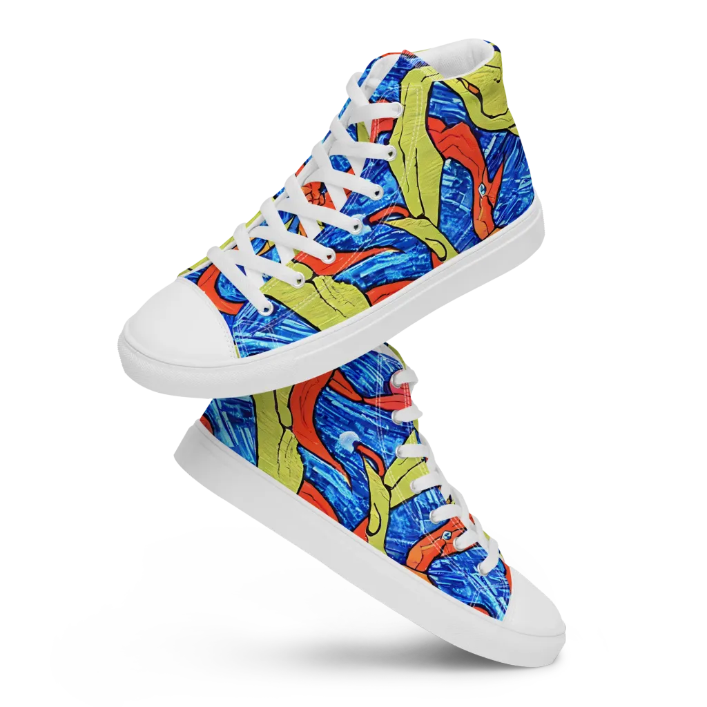 Barbier's Wave on Women's High Top Canvas Shoes — Front
