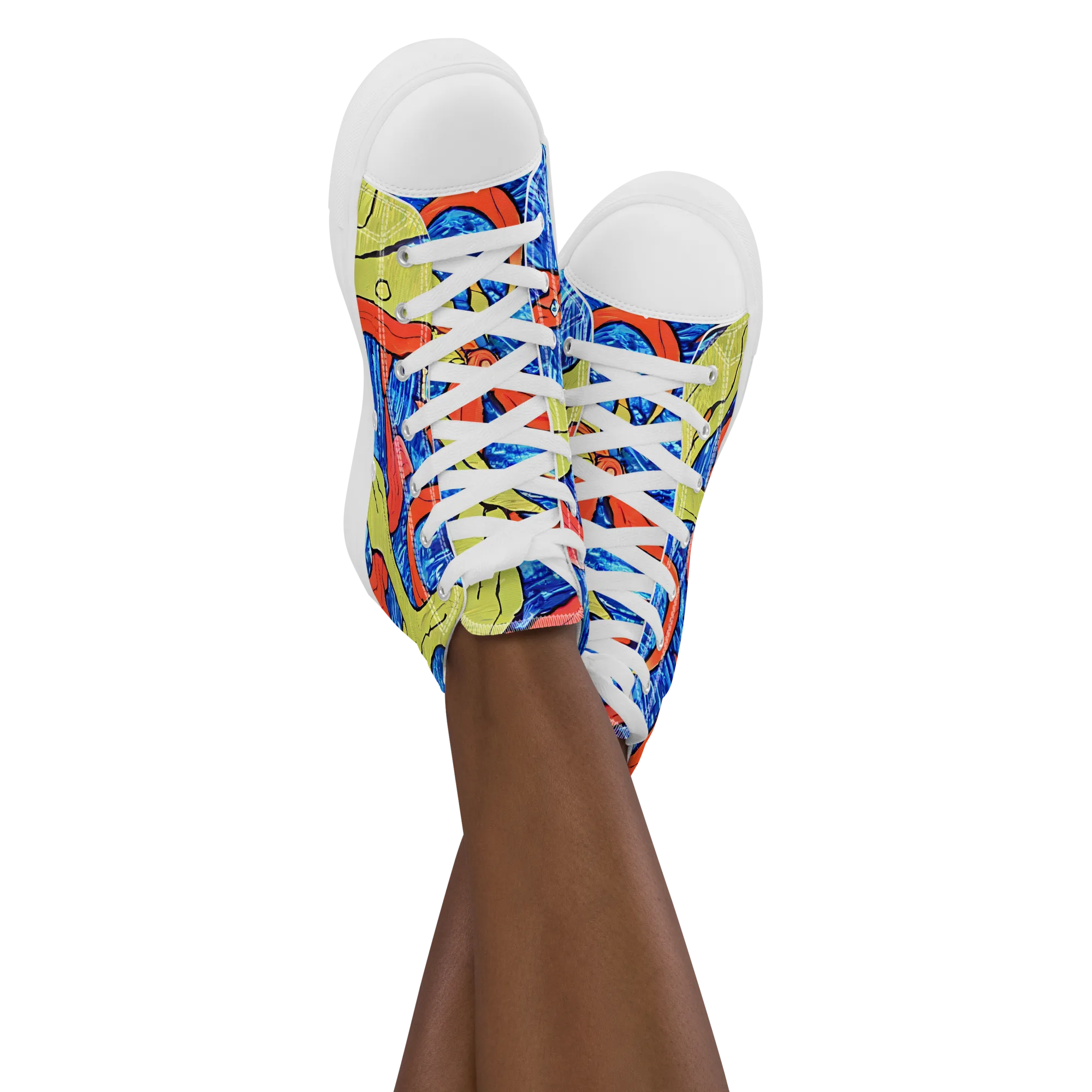 Barbier's Wave on Women's High Top Canvas Shoes — Front
