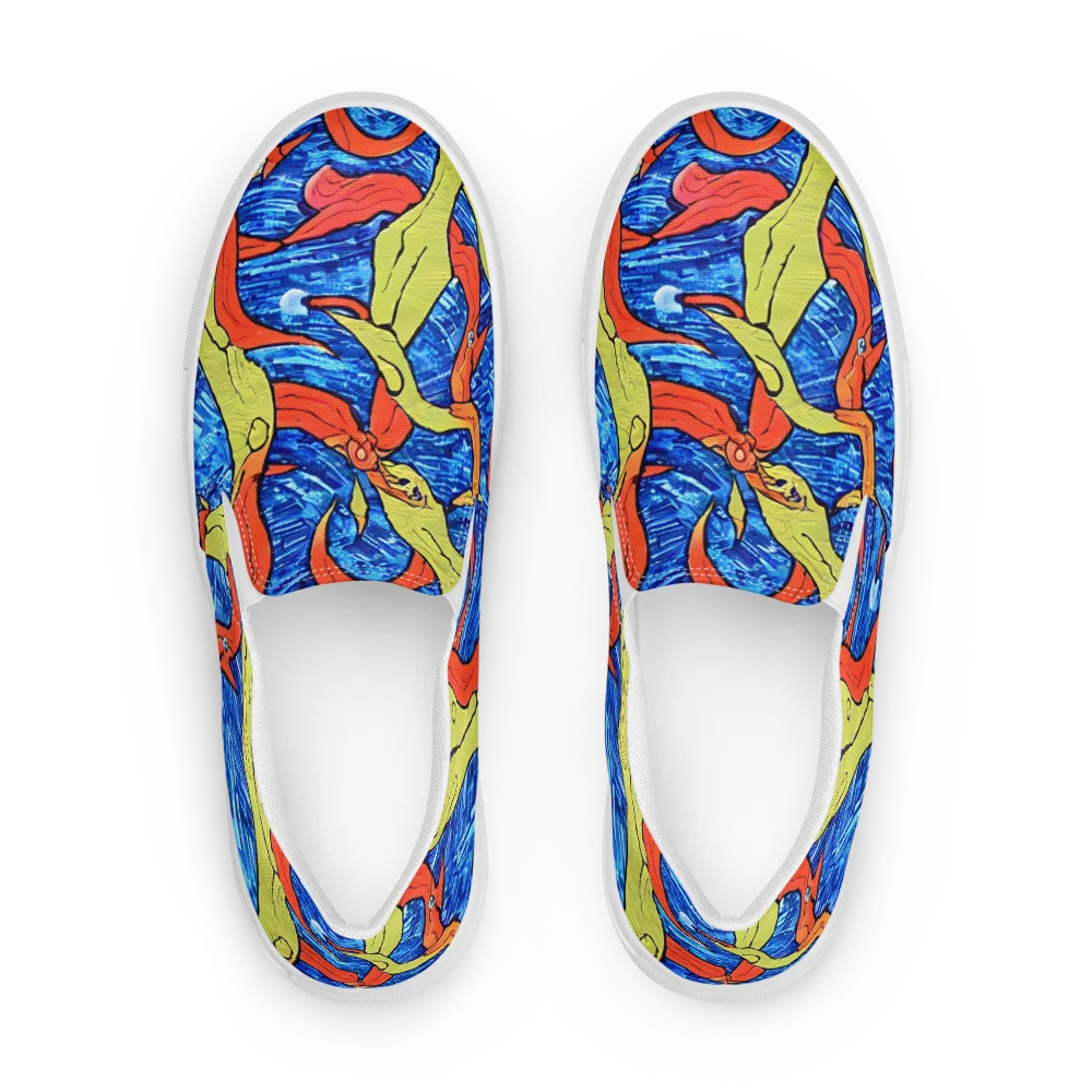 Barbier's Wave on Men's Slip-On Canvas Shoes — Front
