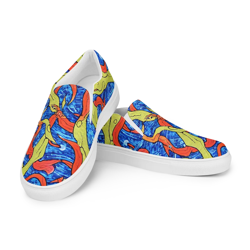 Barbier's Wave on Men's Slip-On Canvas Shoes — Left Front