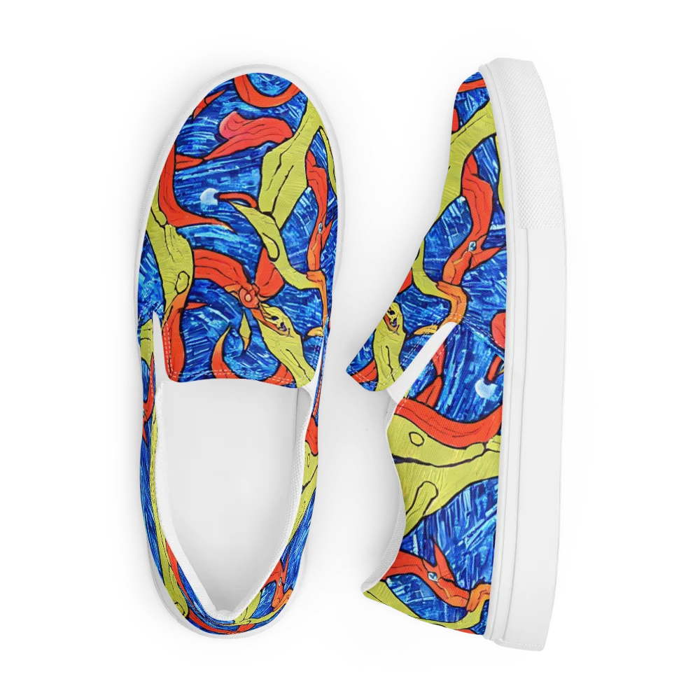 Barbier's Wave on Men's Slip-On Canvas Shoes — Front