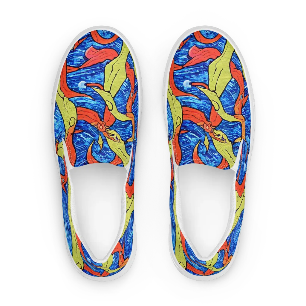 Barbier's Wave on Women's Slip-On Canvas Shoes — Front