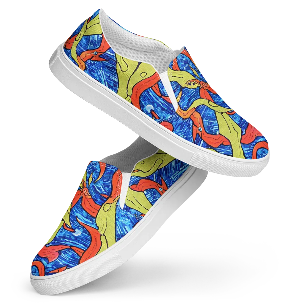 Barbier's Wave on Women's Slip-On Canvas Shoes — Front