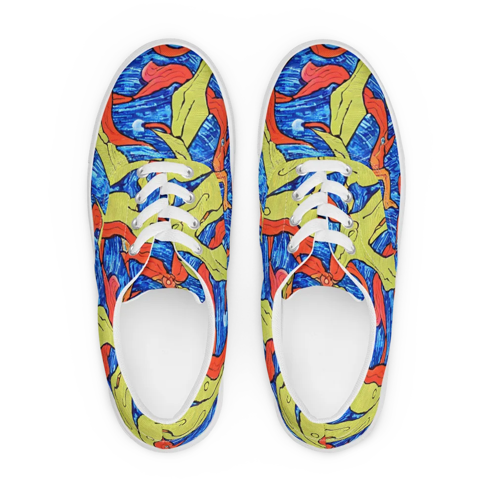 Barbier's Wave on Men's Lace-Up Canvas Shoes — Front