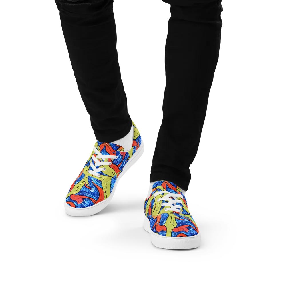 Barbier's Wave on Men's Lace-Up Canvas Shoes — Front