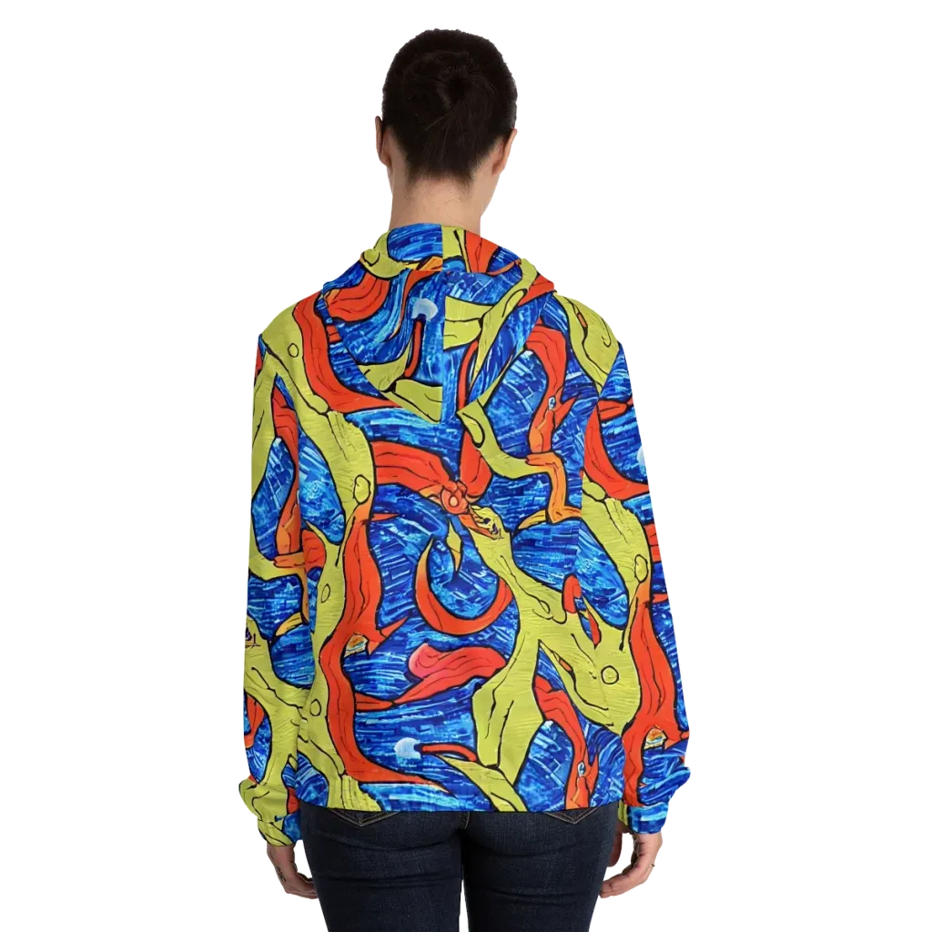 Barbier's Wave on Women's Full-Zip Hoodie — Back On Person
