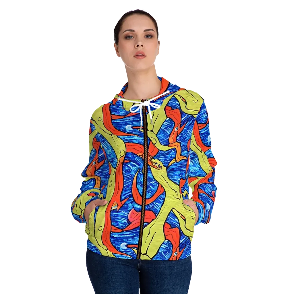 Barbier's Wave on Women's Full-Zip Hoodie — Front On Person