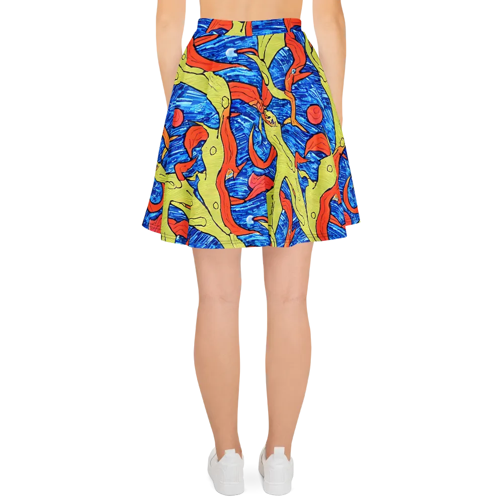 Barbier's Wave on Skater Skirt — Back