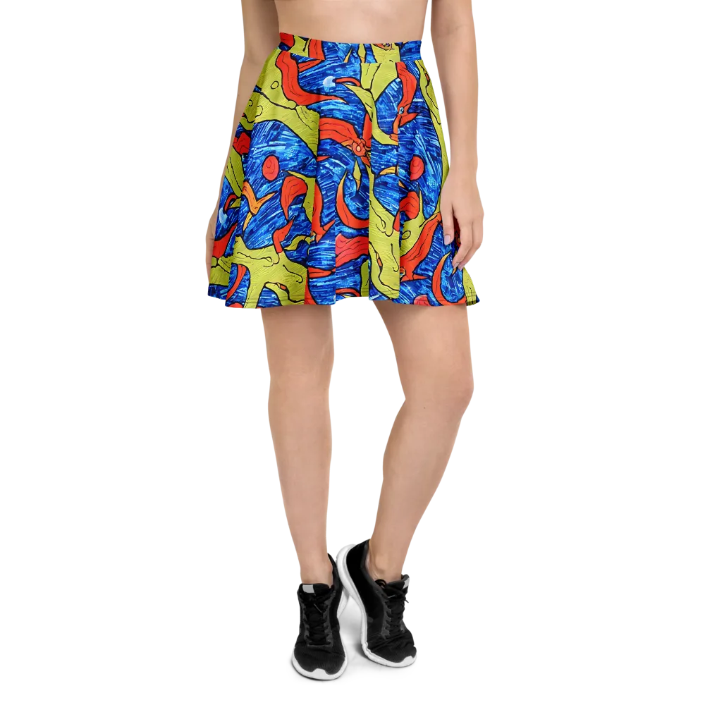 Barbier's Wave on Skater Skirt — Front